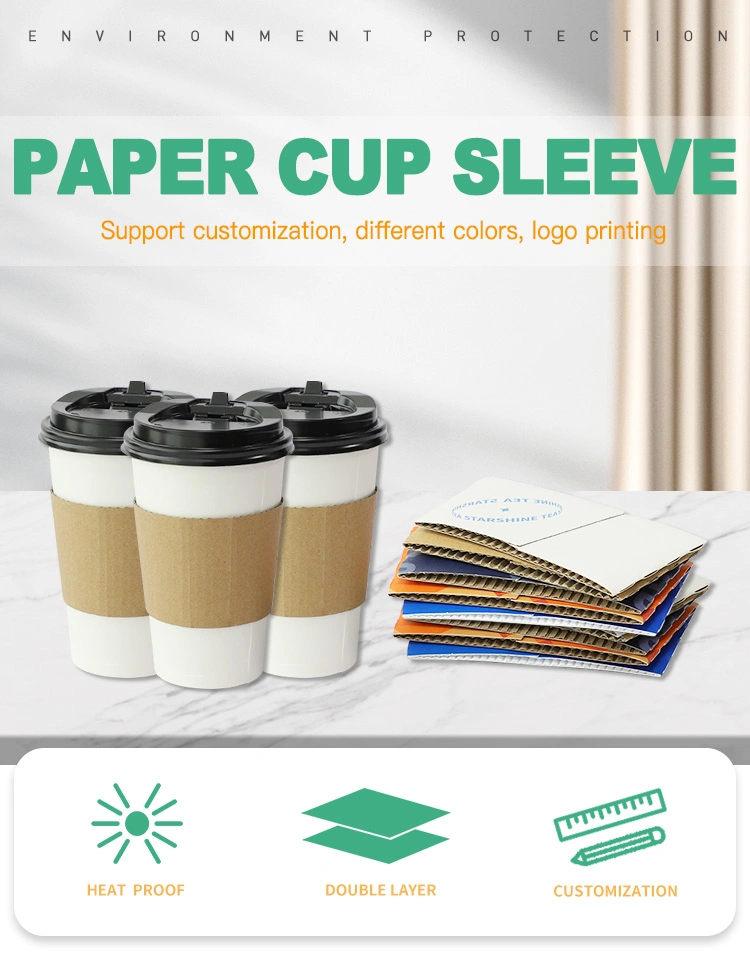 Biodegradable Disposable Cup Sleeve Custom Printed Takeaway Coffee Cup Holder Sleeve