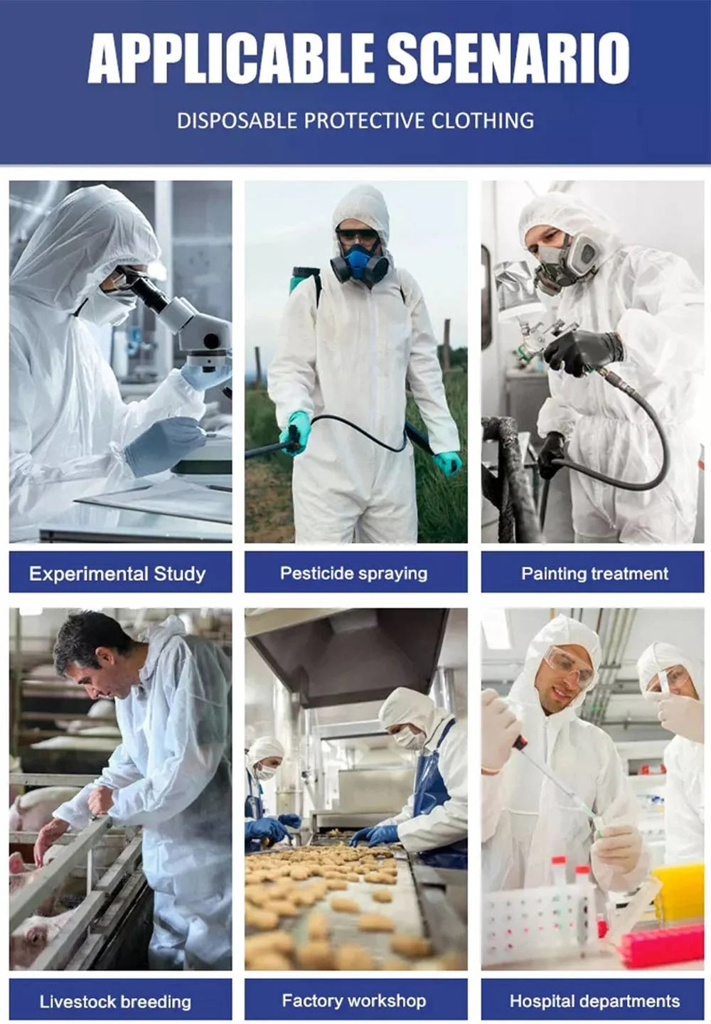 CE Certified Liquid Resistant Protective Clothing Disposable Coverall Industry Safety Clothing Chemical Protective Suit